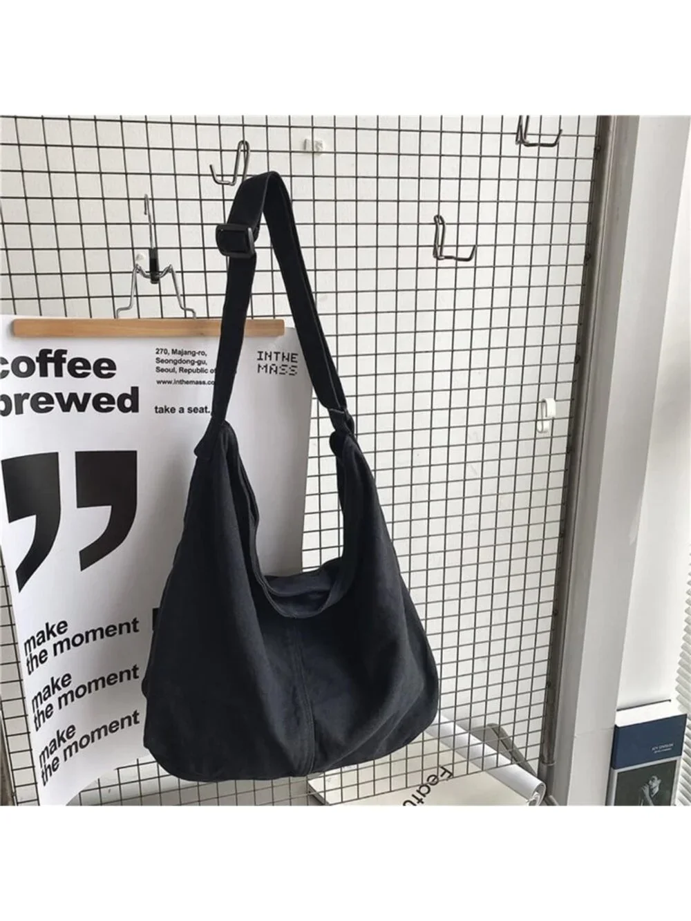 Women's Black2 Travel Canvas Zipper Crossbody Shoulder Laptop Bag